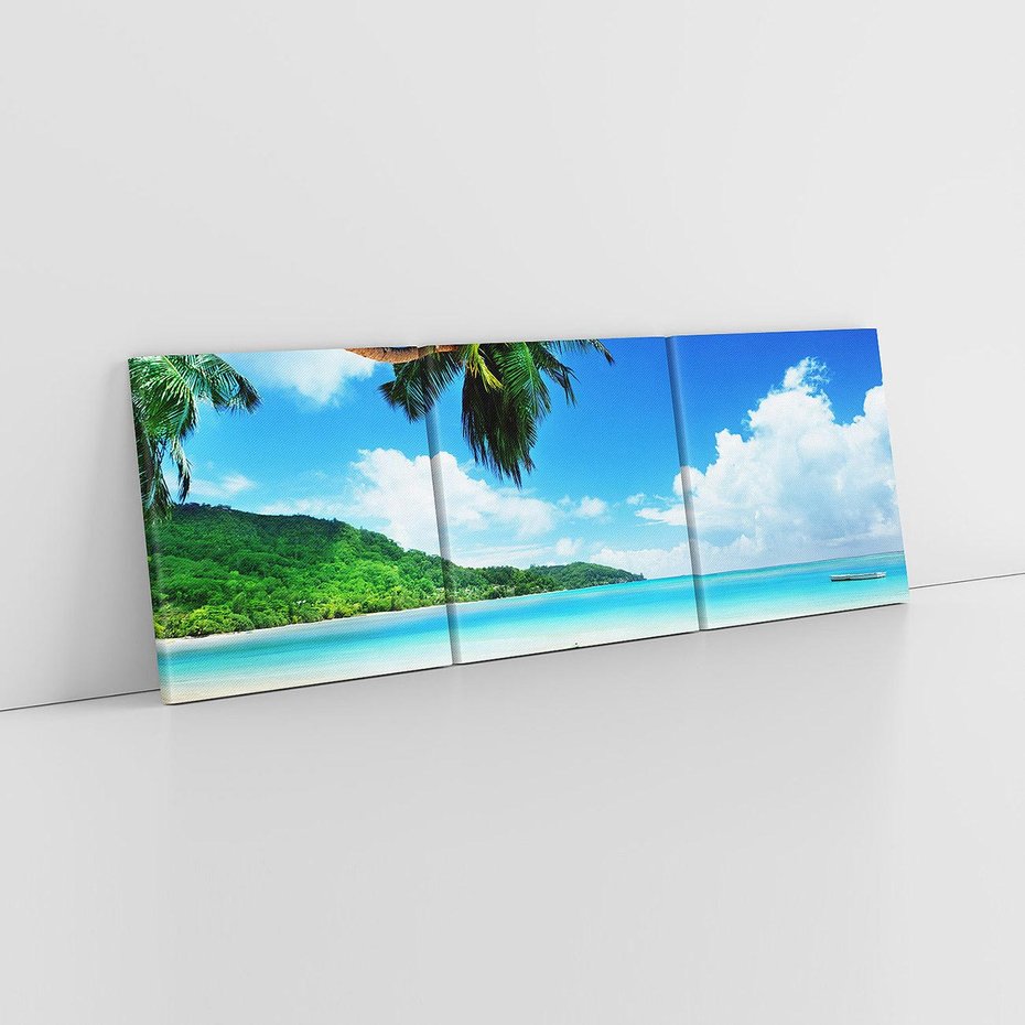 Obraz na płótnie 120x40 - Raj na plaży z palmami - plaża, palma
