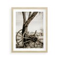 Plakat w ramie 40x50 - Rustykalna Tradycja - koło starego wozu, rustykalny styl - rama drewno