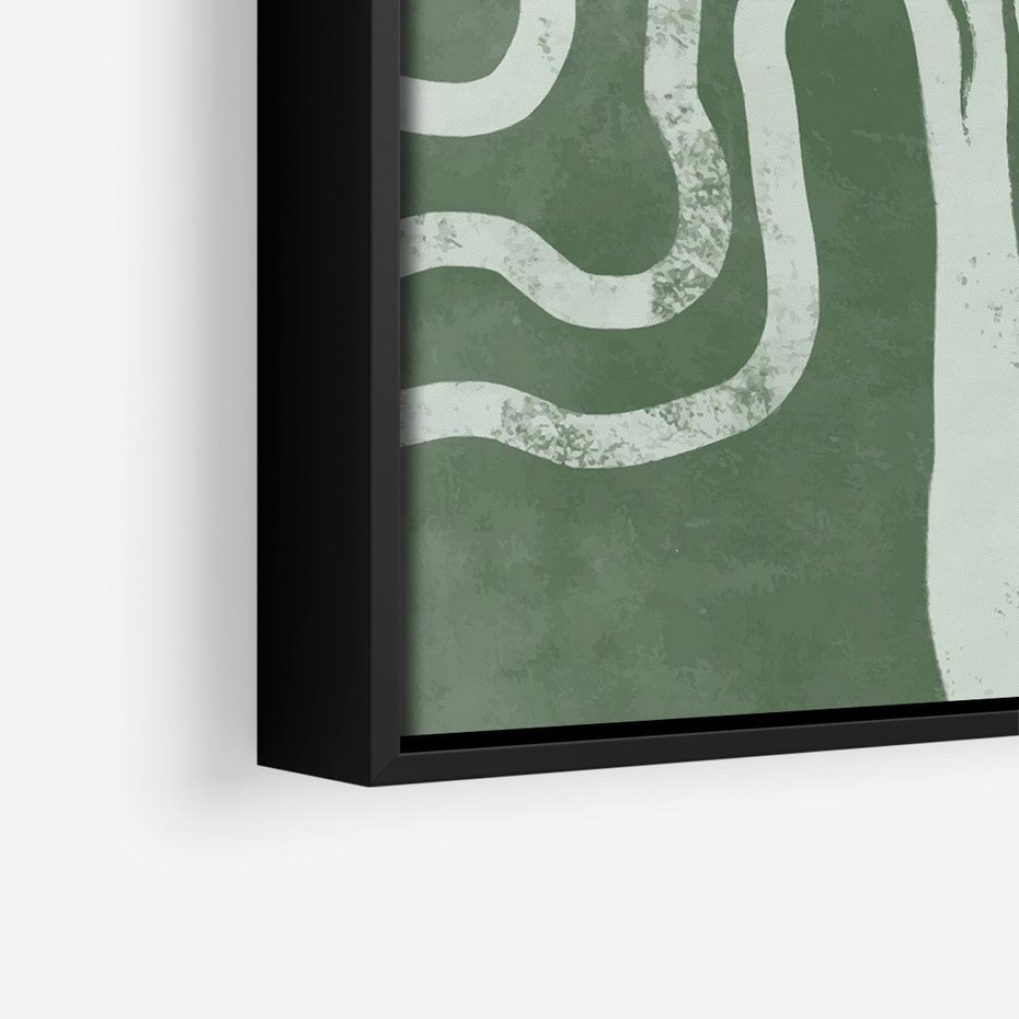 Obraz w ramie 50x50 - Inspirujące Zawiłości Zieleni - abstrakcyjny kształt, zielony plakat - rama czarna