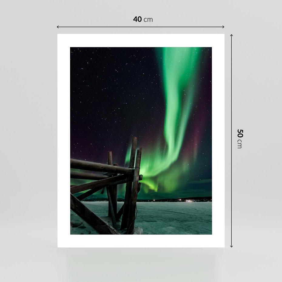 Plakat bez ramy 40x50 - Zorza polarna w tajemniczej nocnej przestrzeni - zorza, polarna