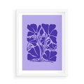 Plakat w ramie 50x70 - Migocące Boho Wibracje - kwiaty, energetyczne fioletowe tło - rama biała