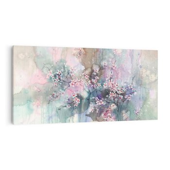 Obraz na płótnie 100x50 - Efemeryczne Kwitnienie Drzew - akwarela, rozmyte pastelowe tłó