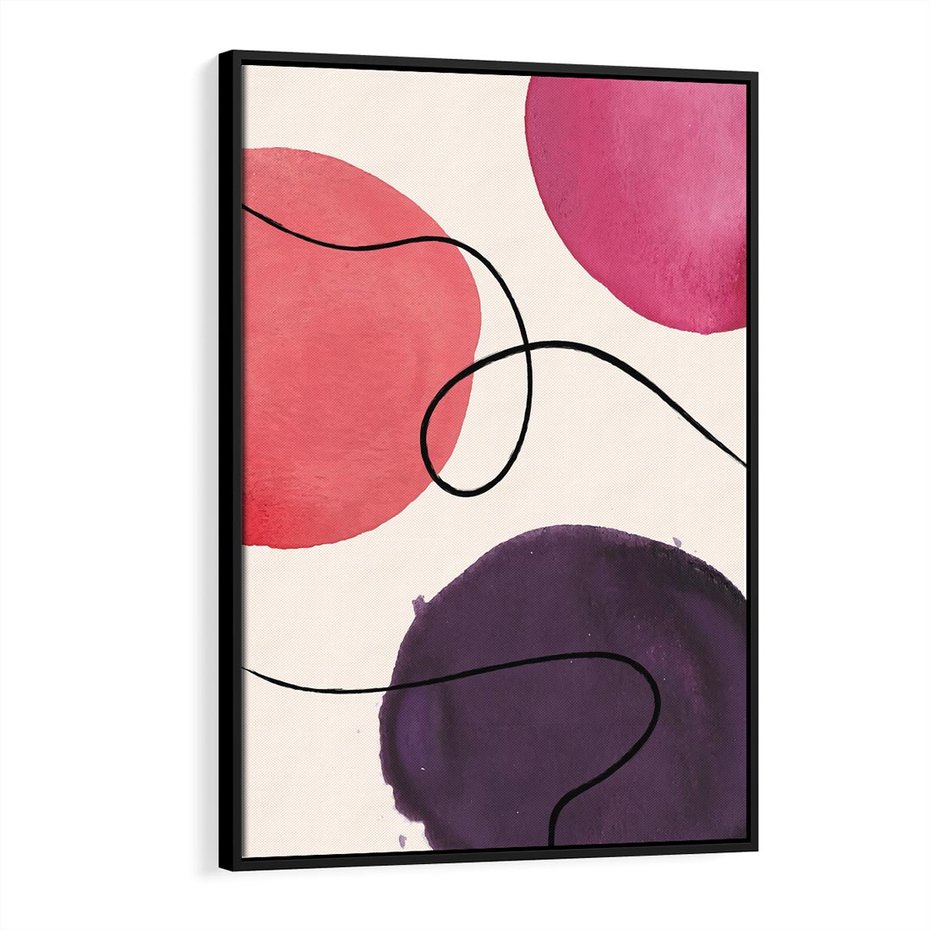 Obraz w ramie 70x100 - Migoczące Echo - abstrakcyjne akwarelowe plamy, nieregularne linie - rama czarna