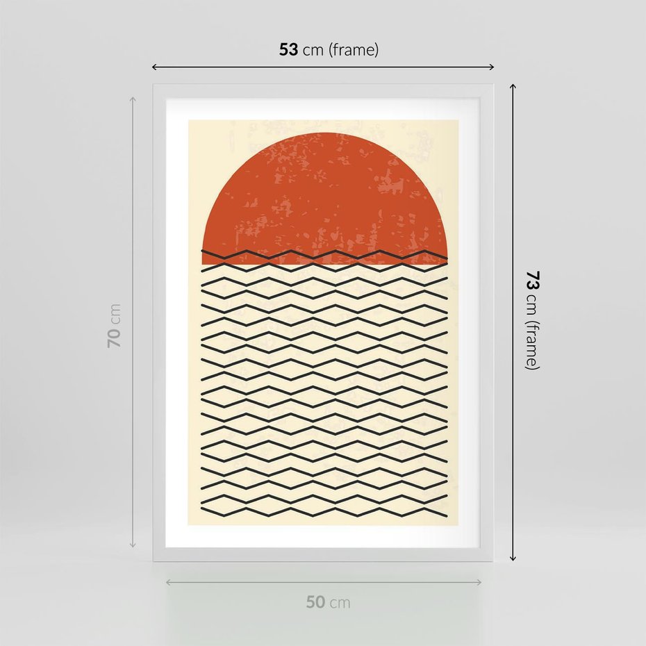 Plakat w ramie 50x70 - Abstrakcyjne Wzory na Plakacie - geometryczna sztuka, nowoczesny plakat - rama biała