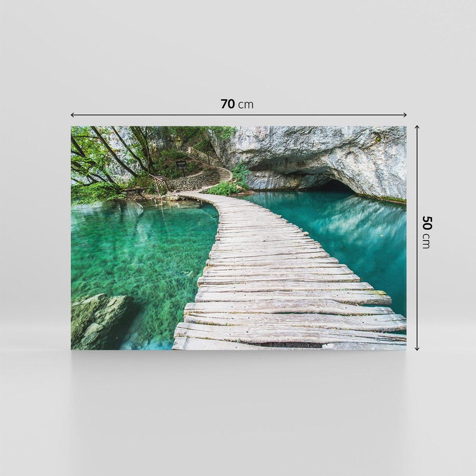 Obraz na płótnie 70x50 - Most nad skalistymi wodami - most, woda