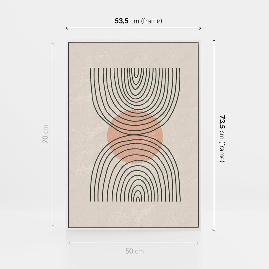 Obraz w ramie 50x70 - Nowy Rytuał - abstrakcyjna sztuka, boho kształty - rama biała