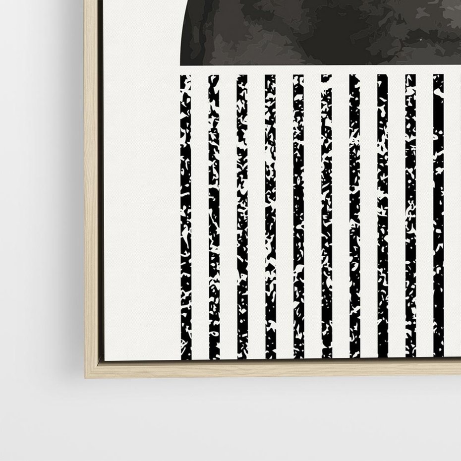 Obraz w ramie 80x80 - Księga Wibracji - abstrakcyjne czarno białe formy, minmalizm - rama drewno