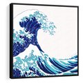 Obraz w ramie 50x50 - Fala Japandi - wielka fala w Kaganawie, obraz Hokusai - rama czarna