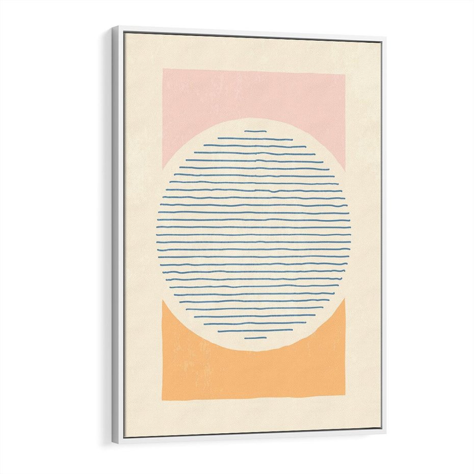 Obraz w ramie 70x100 - Rozbijająca Opowieść - geometryczne kształty, koła - rama biała