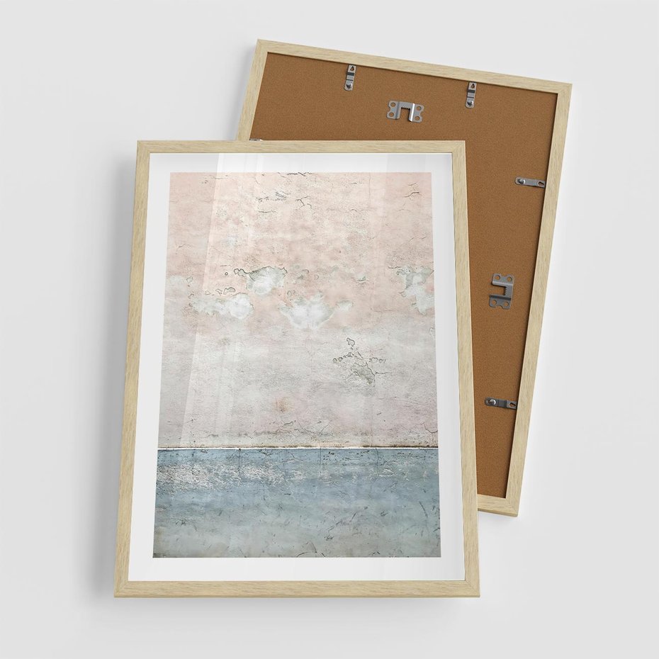 Plakat w ramie 50x70 - Obraz Starej Ściany z Delikatnymi Odcieniami - ściana, stara ściana - rama drewno