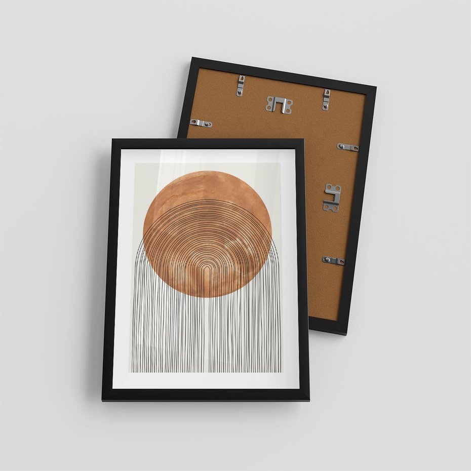 Plakat w ramie 30x40 - Konturem Kształtowane - koło, boho styl - rama czarna