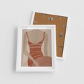 Plakat w ramie 40x50 - Kobiece Retro - minimalistyczny boho plakat, retro kobieta w stroju kąpielowym - rama biała
