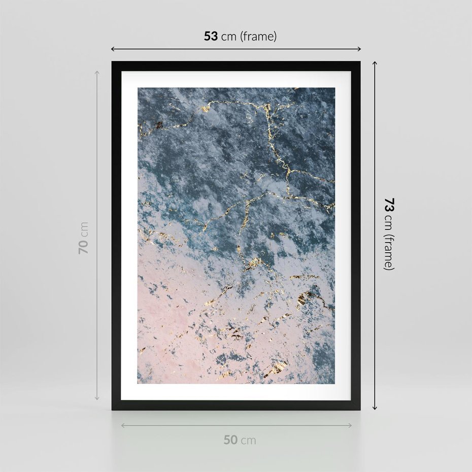 Plakat w ramie 50x70 - Elegancja i Wyrafinowanie - marmur, złoto - rama czarna