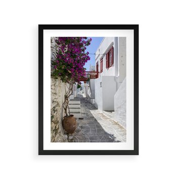 Plakat w ramie 40x50 - Perspektywiczna Uliczka: Miejski Labirynt - uliczka, perspektywa - rama czarna