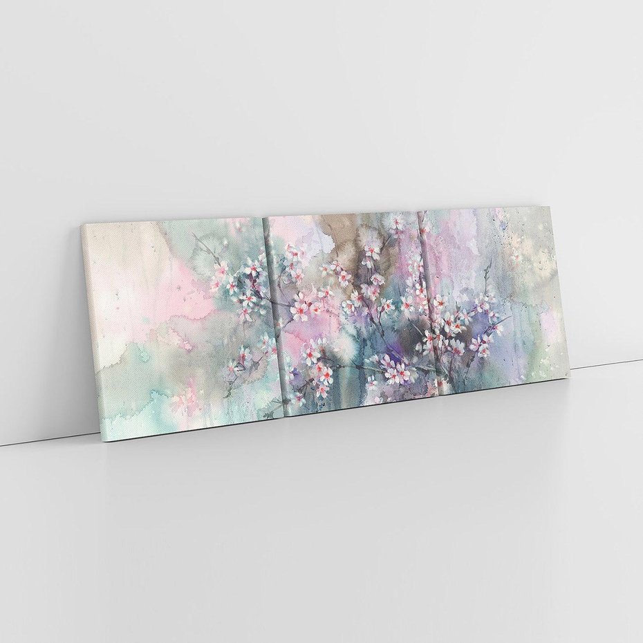 Obraz na płótnie 150x50 - Efemeryczne Kwitnienie Drzew - akwarela, rozmyte pastelowe tłó