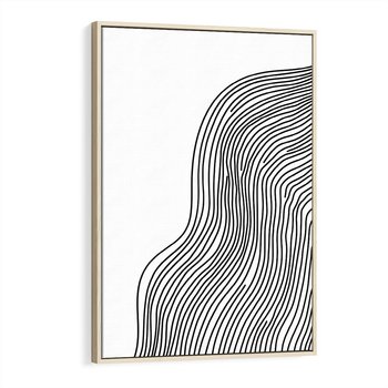 Obraz w ramie 80x120 - Refrakcje Przestrzeni - mnimalistyczna forma, czarne linie - rama drewno