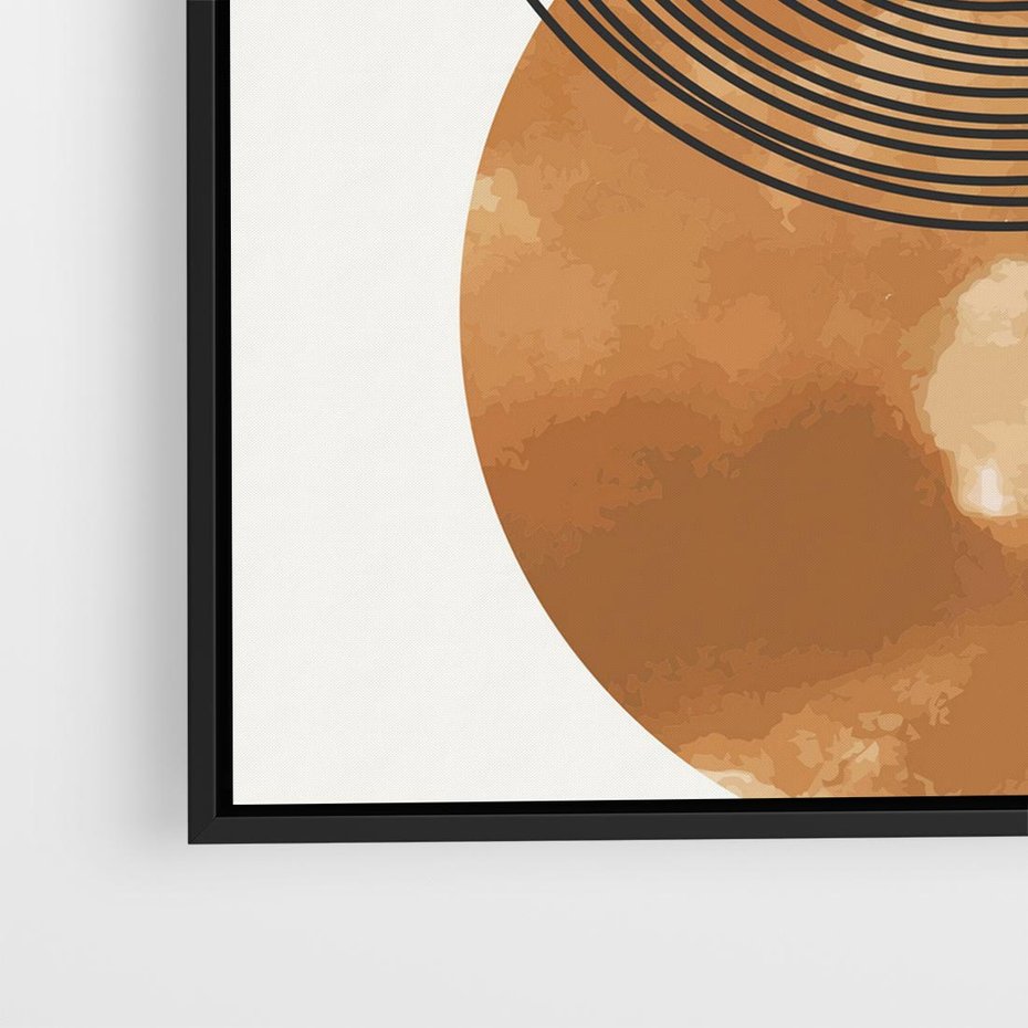 Obraz w ramie 50x50 - Taniec Okręgów - boho obraz, geometria - rama czarna