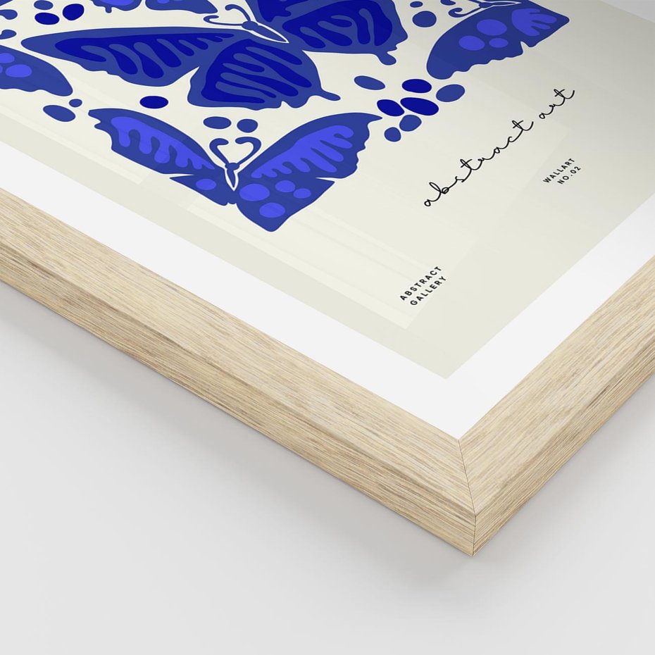 Plakat w ramie 30x40 - Wibracje Wnętrza - nowoczesny plakat, odcienie błękitu - rama drewno