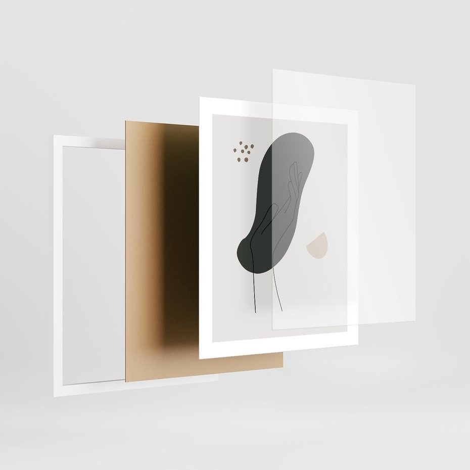 Plakat w ramie 40x50 - Tajemnicze Impulsy - szkic jedną linią, one lone - rama biała