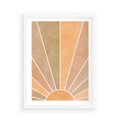 Plakat w ramie 50x70 - Grafika Boho w Odcieniach Pomarańczu - boho słońce, grafika - rama biała