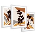 Zestaw obrazy w ramie 40x50 galeria - Liście, kwiaty, boho - rama biała