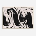 Obraz w ramie 120x80 - Wibracje w ciemnościach duszy - czarno biała abstrakcja, nieregularne rozmyte linie - rama drewno