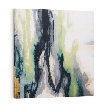 Obraz na płótnie 40x40 - Sfumowane zmysły artysty - rozmyte kolory, zieleń