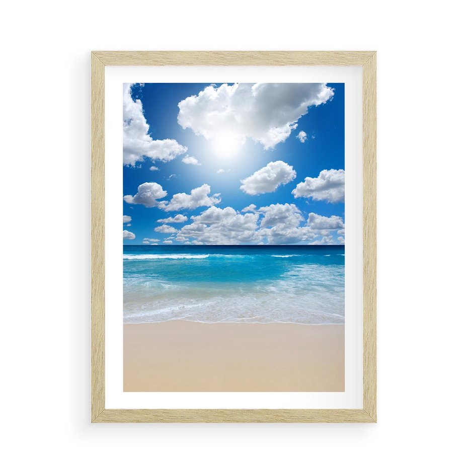 Plakat w ramie 50x70 - Wakacyjna plaża - plaża, wakacje - rama drewno
