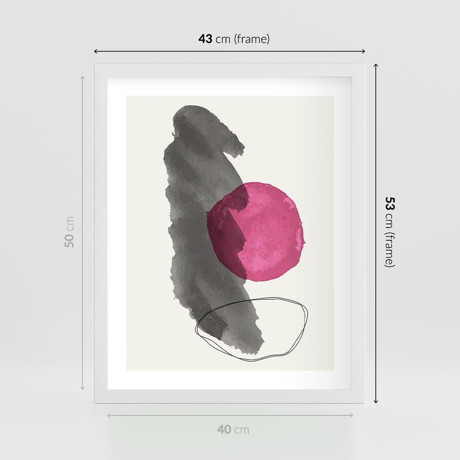 Plakat w ramie 40x50 - Bezczasowe Rytmy - abstrakcyjne nieregularne plamy, czarny - rama biała