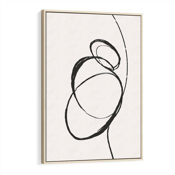 Obraz w ramie 80x120 - Modernistyczne Refleksje - abstrakcyjne szkicowane linie, minimalizm - rama drewno