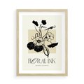 Plakat w ramie 50x70 - Podróż linii kwiatowego czasu - kwiaty, typografia - rama drewno