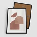 Plakat w ramie 50x70 - Harmonijne Widoki - abstrakcyjne geometryczne kształty, odcienie brązu i beżu - rama czarna