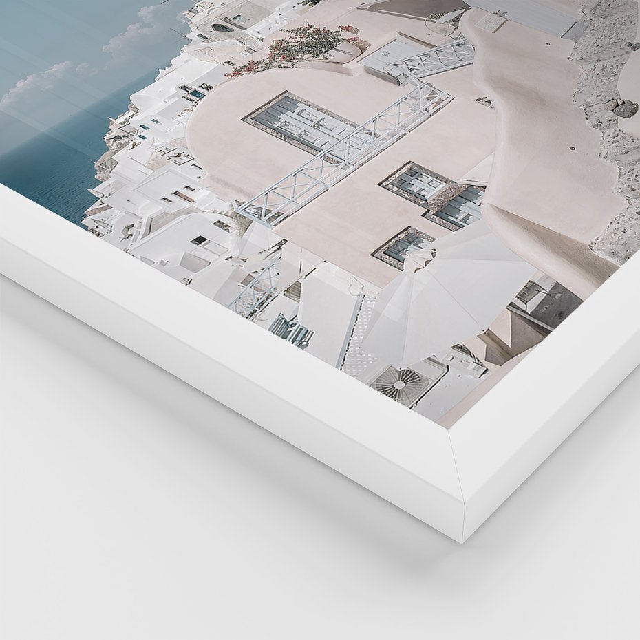 Zestaw obrazy w ramie 30x40 galeria - Santorini, Włochy, podróż - rama biała