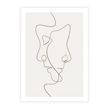 Plakat bez ramy 40x50 - Jedna Linia, Dwie Twarze - minimalistyczny plakat, dwie twarze