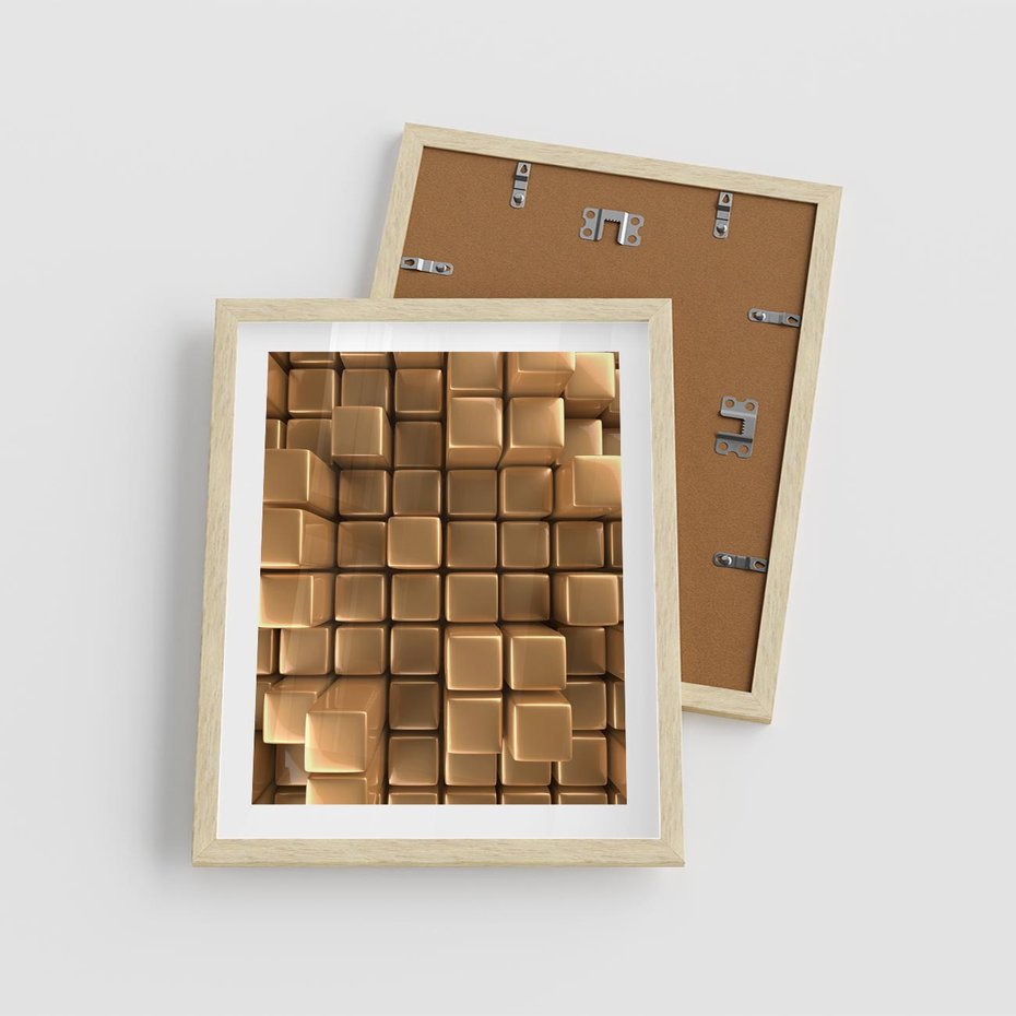 Plakat w ramie 40x50 - Błyszcząca Elegancja - złoto, 3d - rama drewno