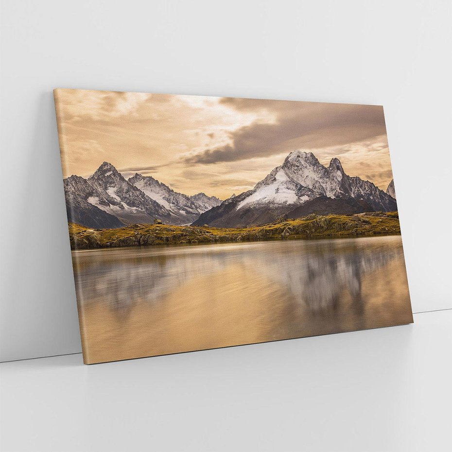 Obraz na płótnie 120x80 - Harmonia natury - góry, jezioro