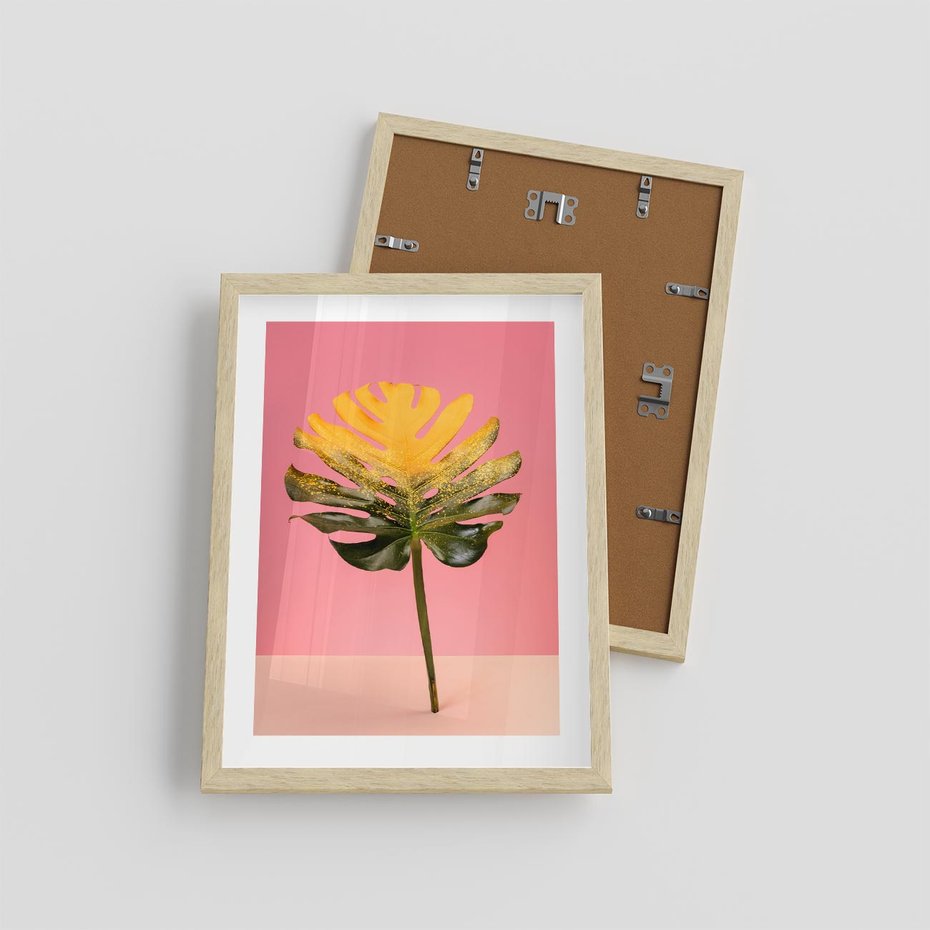 Plakat w ramie 30x40 - Majestatyczna monstera - monstera, liść - rama drewno