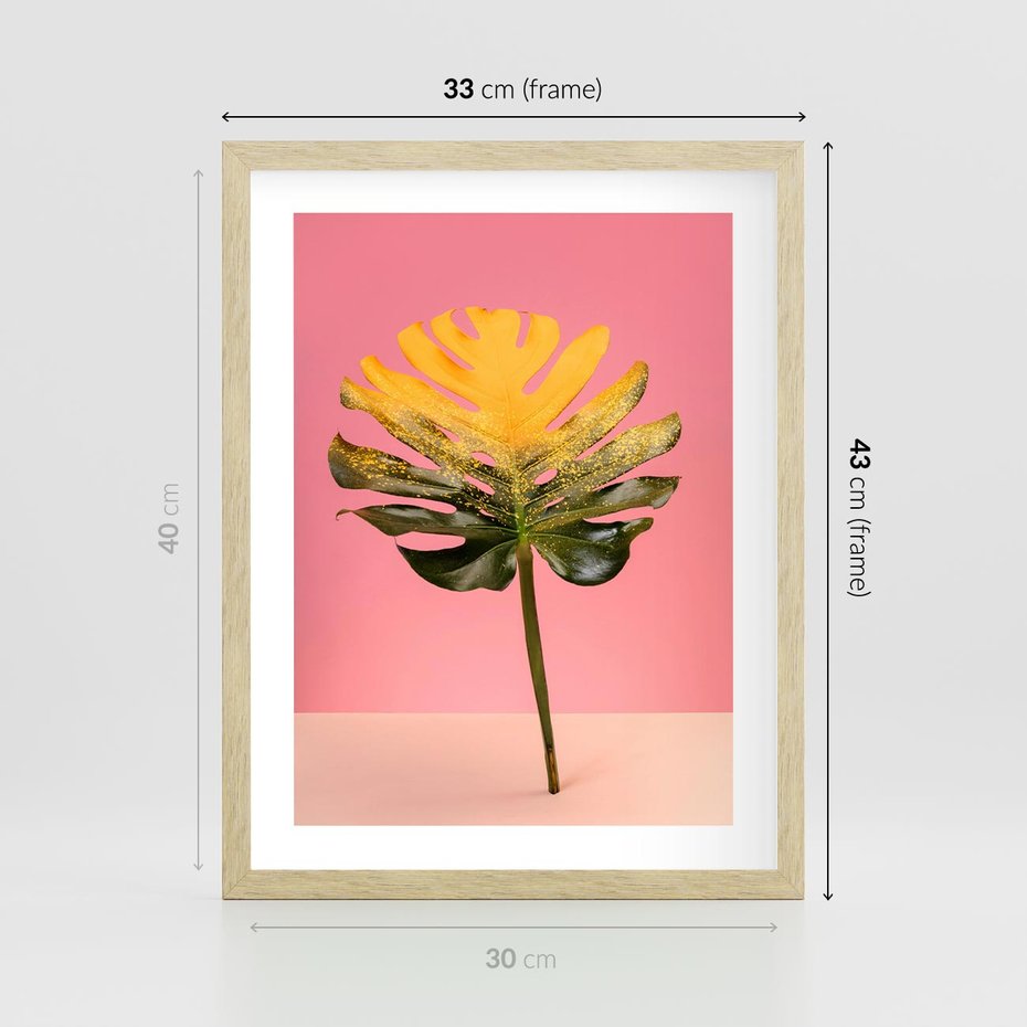 Plakat w ramie 30x40 - Majestatyczna monstera - monstera, liść - rama drewno