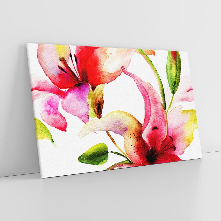 Obraz na płótnie 70x50 - Kwiaty w akwareli - delikatne piękno - kwiaty, akwarela