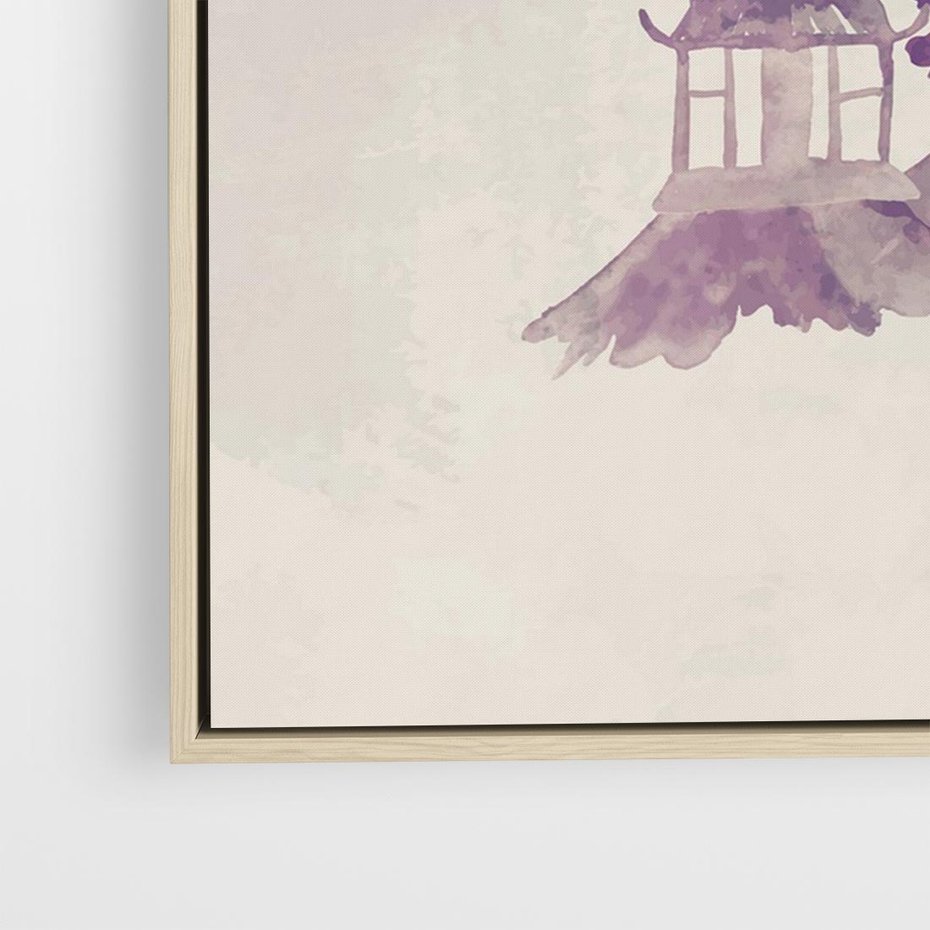 Obraz w ramie 120x80 - Odbicie Słońca - japońska sztuka, akwarela - rama drewno