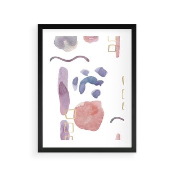 Plakat w ramie 50x70 - Boho Widokowe Impresje - abstrakcyjny palakt, akwarelowe plamy - rama czarna