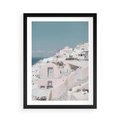 Plakat w ramie 50x70 - Śródziemnomorski Urok - zdjęcie Santorini, białe budynki - rama czarna