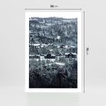 Plakat bez ramy 50x70 - Domki w Chmurach - górski zimowy krajobraz, dommki na wzgórzach