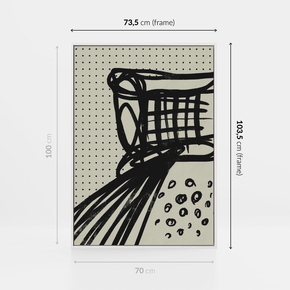 Obraz w ramie 70x100 - Złudne Kontemplacje - abstrakcyjna mroczna kompozycja, nieregularne - rama biała