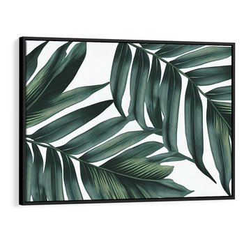 Obraz w ramie 70x50 - Ruchome liście czasu - liście palmy, tropikalne - rama czarna