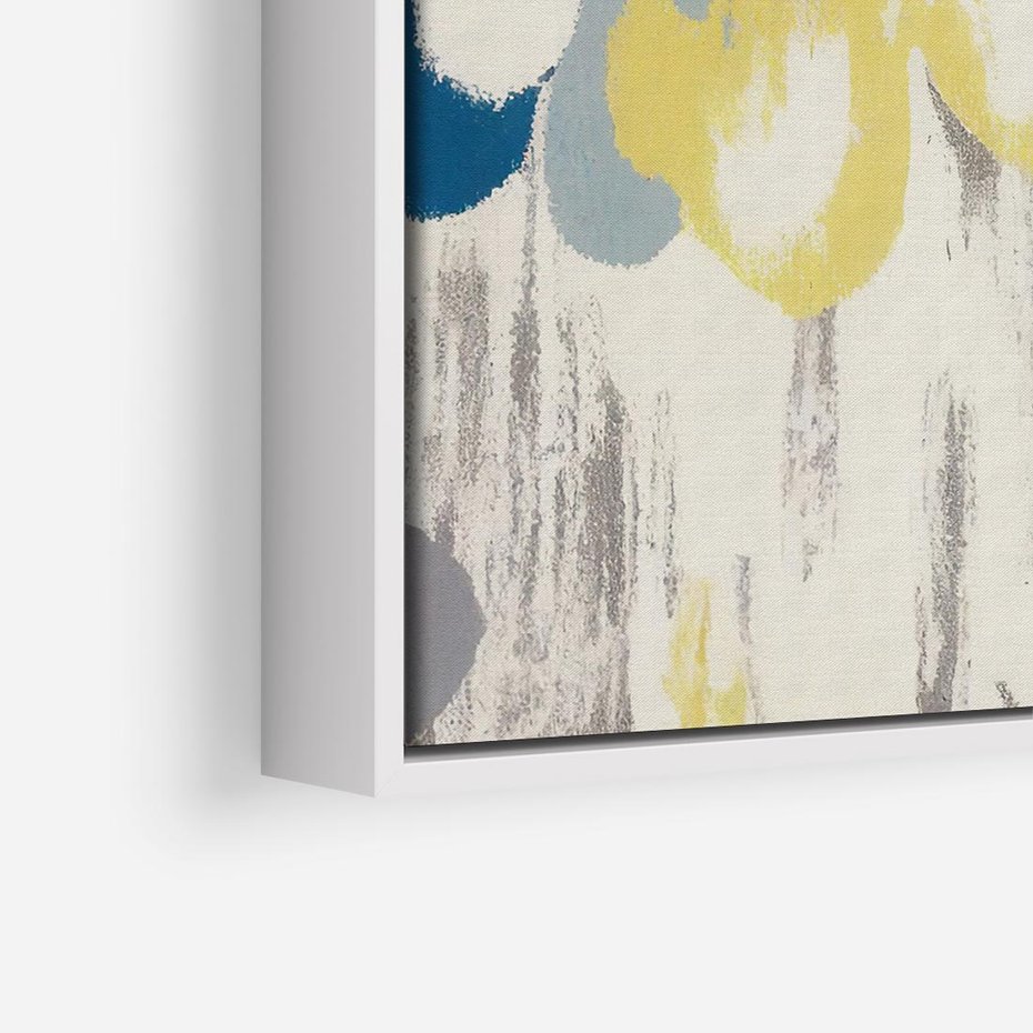 Obraz w ramie 80x80 - Kwiatowe Impresje - malowane duże kwiaty, kolory żółty - rama biała