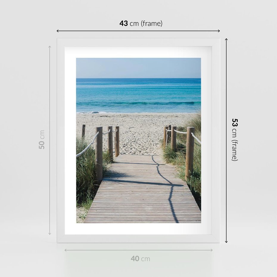 Plakat w ramie 40x50 - Żywa Natura - plaża, morze - rama biała