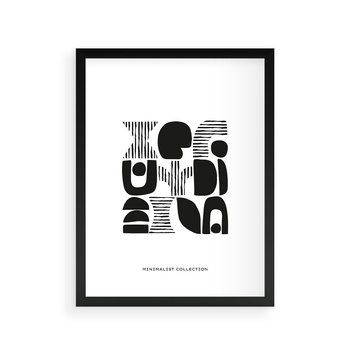 Plakat w ramie 30x40 - Taniec Dziwacznych Kresek - minimalistyczny plakat, czarno biały - rama czarna