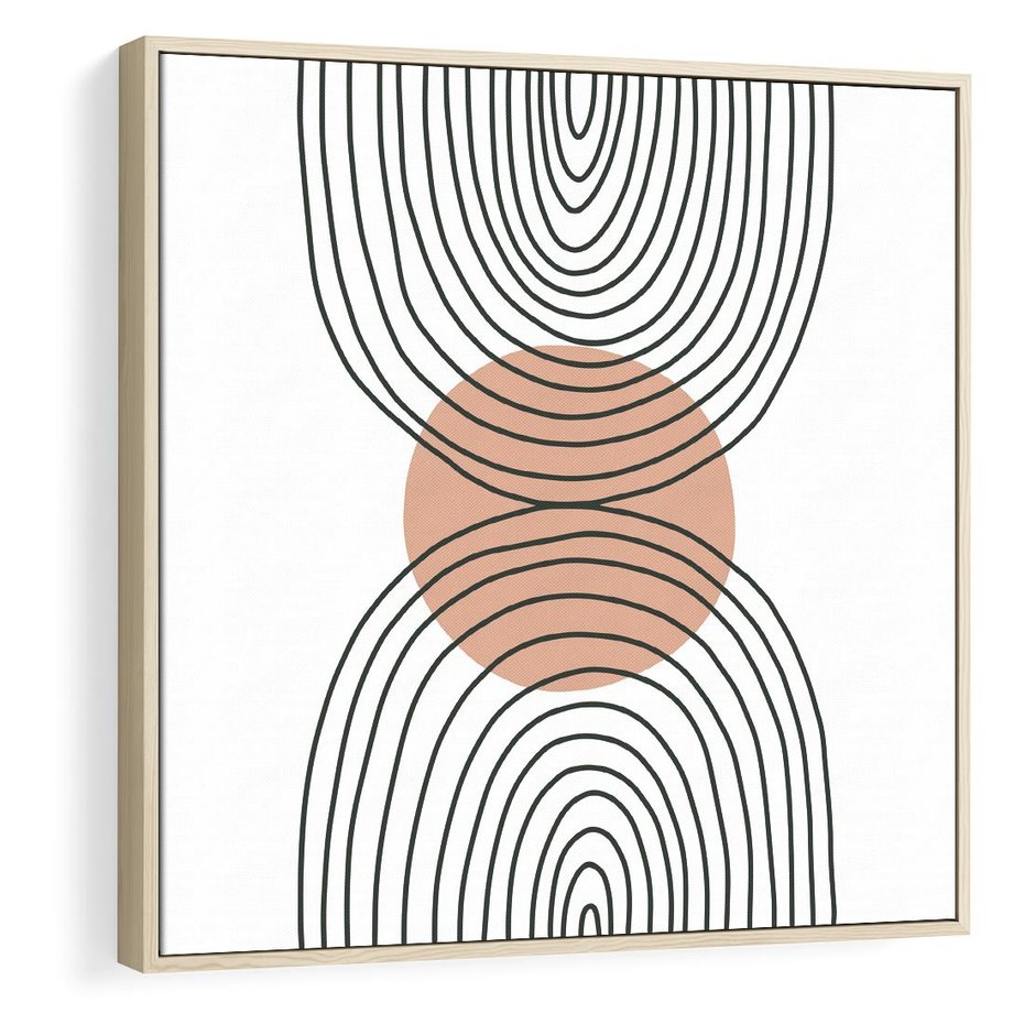 Obraz w ramie 50x50 - Przenikające Widzenia - półkola, koło - rama drewno