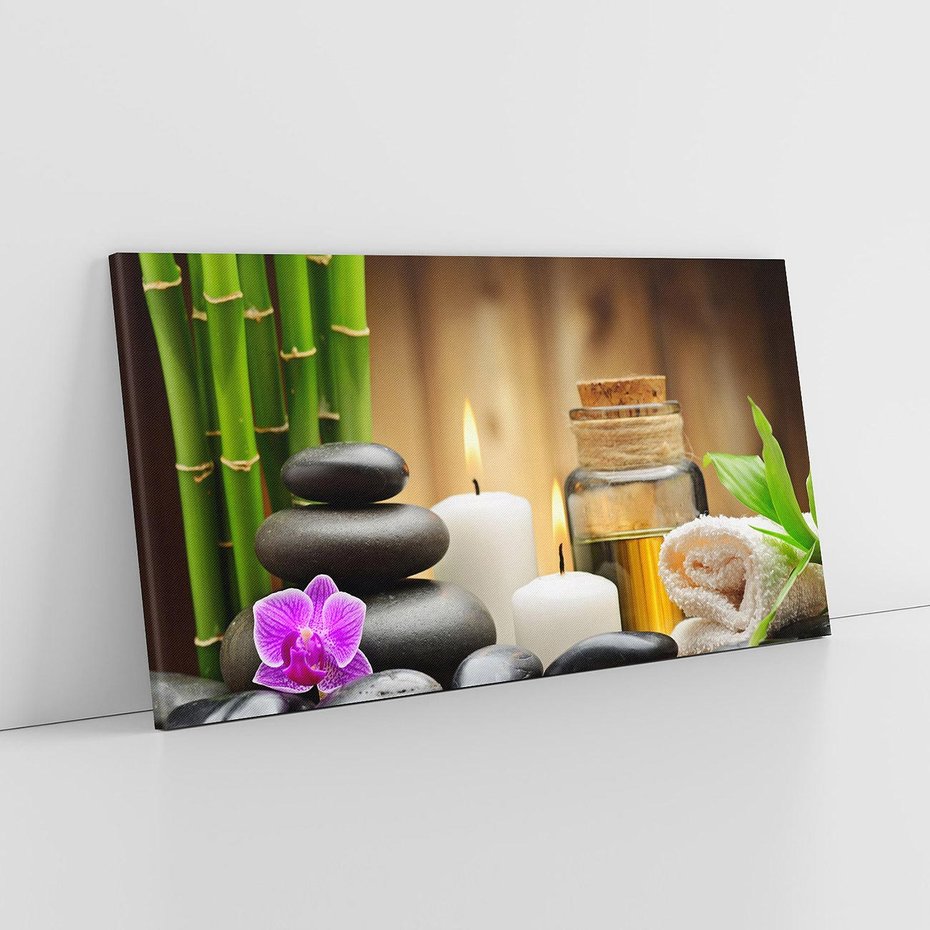 Obraz na płótnie 140x70 - Spokojny zakątek SPA z bambusem i kamieniami - bambus, kamienie